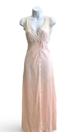 Vintage Faux Wrap Nightgown Pink Size M thumbnail 1