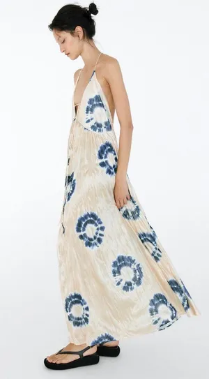 ZARA dress maxi oversize fit boho flogger prints casual summer vacation wedding thumbnail 13