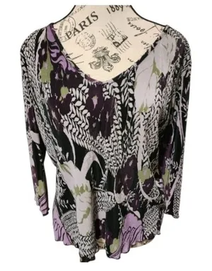 Dress Barn Purple Floral Blouse Size Large thumbnail 1