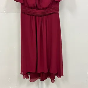 NWT‎ Ever Pretty Burgundy High-Low Chiffon Flutter Sleeve Midi Dress Size 6 thumbnail 4