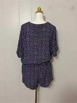 Rails Minka Wildflower Floral Tie Front Romper Navy Size S thumbnail 6