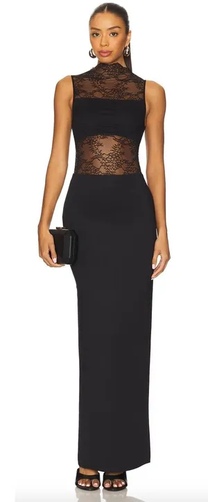 Alice + Olivia Nichol Lace Panel Sleeveless Maxi‎ Dress Black Size 6 NWT thumbnail 1