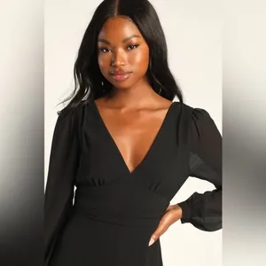 Lulus Love You So Black Long Sleeve Maxi Dress thumbnail 3