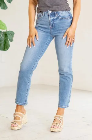 Risen High‎ Rise Tummy Control Crop Mom Denim Jeans thumbnail 1