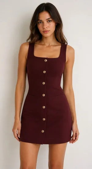 Sincerely Jules Button Front Burgundy Sleeveless Dress S thumbnail 1