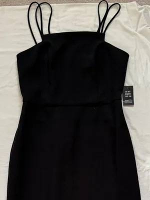Express Double Strap Square‎ Neck Sheath Midi Dress Black Size S NWT thumbnail 5
