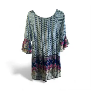 Umgee Blue and Red Patterned Blouse thumbnail 3