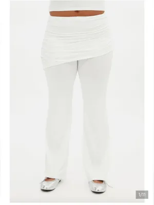 Girlfriend Collective White Paloma Skirted Wide Leg Yoga Pants Size Large thumbnail 2