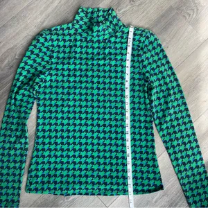 Maeve by Anthropologie Women’s Green & Navy Houndstooth Mock Neck Top Medium thumbnail 7