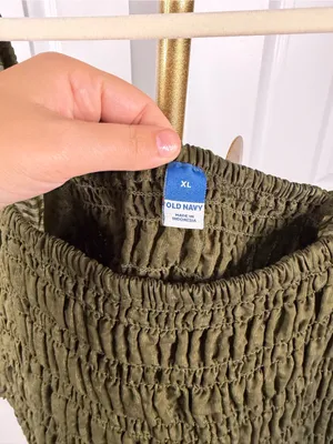 Old Navy Moss Green Smocked Puff Sleeve Top Size XL Fall Boho thumbnail 5