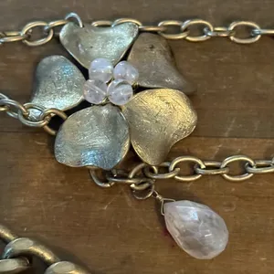 Gold tone flower cascade statement necklace thumbnail 4