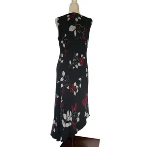 Vtg Y2K Maggy London 100% Silk Dress Sz 12 Asymmetric Maxi Goth Romantic Sheer thumbnail 6