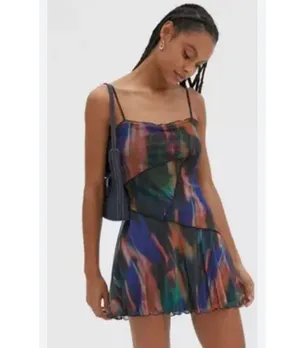 Urban Outfitters | Medium Moxie Mesh Lined Mini Slip Dress In Multi Color thumbnail 4