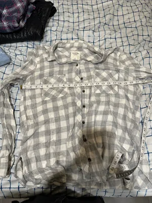 Abercrombie & Fitch Gray and White Plaid Shirt thumbnail 4