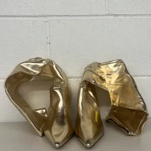 Franco Sarto sz8 Alta vintage nostalgic gold heeled boots calf sexy pointed toe thumbnail 3