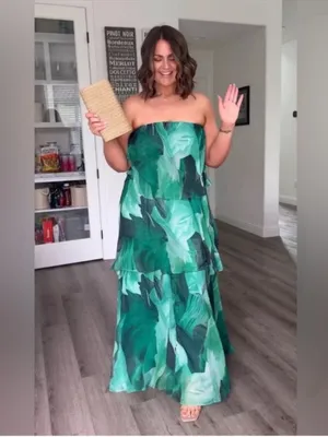 Petal & Pup Bloom Straplessy Maxi Dress in Green XS thumbnail 3