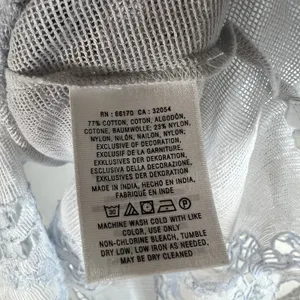 Anthropologie Meadow Rue Mesh Lace Embroidered Shirt Top Sz L Cottagecore Blue‎ thumbnail 8