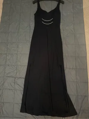 Vintage black maxi dress with silver details #goth #party #eveningwear thumbnail 2