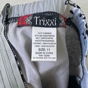 Trixxi Silver & Black Floral Satin Tie Waist Strapless Formal Dress Size 11/12 thumbnail 4