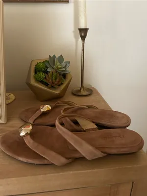 Madewell Mila Organic Hardware Thong Slide Sandal Aged Cognac Brown NEW Size 7.5 thumbnail 5