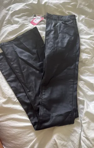 Edikted Leather Flare Pants Faux Black thumbnail 1