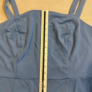 Blue Tie Shoulder Ruffle Hem Midi Dress 2XL Sleeveless Slit Cocktail Party thumbnail 5
