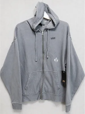 NWT Vans Women's Everyday Oversized Full Zip Hoodie Gray XS thumbnail 1
