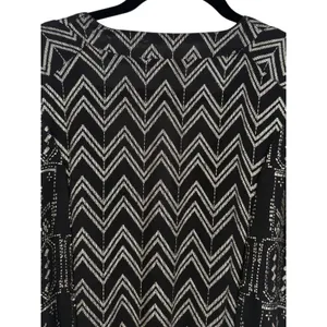 Free People Love Your Chaos Mini Tunic Dress Black Metallic Size Medium Boho thumbnail 7