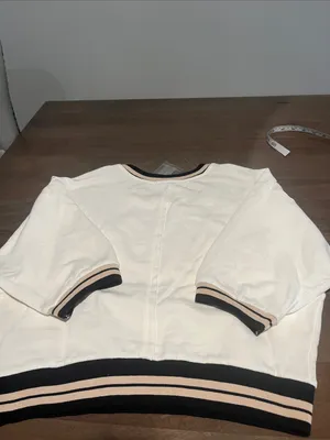 Anthropologie Cream Short-Sleeve Sweatshirt with Red '34' Graphic Sz S/P NWT thumbnail 6