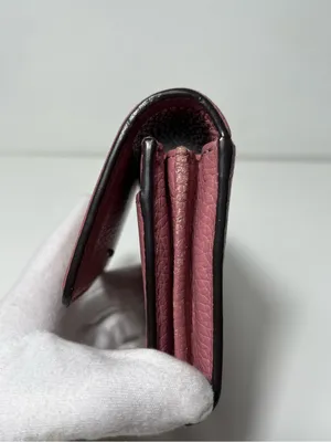 Tory Burch McGraw Pink Pebbled Leather Trifold Compact Mini Wallet thumbnail 9