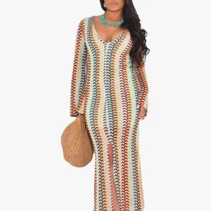 Crochet Maxi Dress with Long Sleeves Sizr XL Bell Sleeves New thumbnail 2
