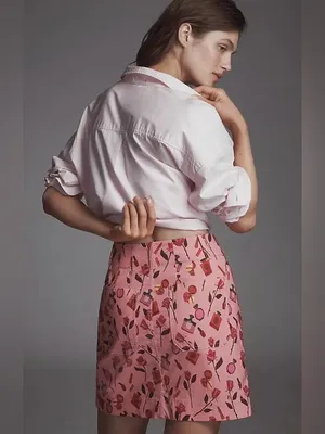 Anthropologie Maeve The‎ Anisa Makhoul Colette Mini Skirt Pink Rose Size Small thumbnail 5