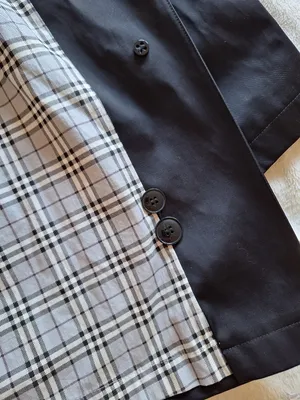 NWOT Gallery Black Single Breasted Rain Coat Jacket Size L Plaid Lining thumbnail 13