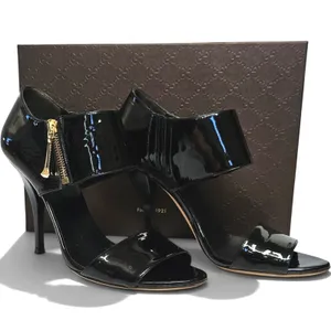 Gucci Black Patent Leather Ankle Cuff Sandal Heels Size 38.5 thumbnail 9