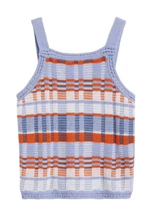 Banana Republic Plaid Cropped Sweater Tank Medium thumbnail 1