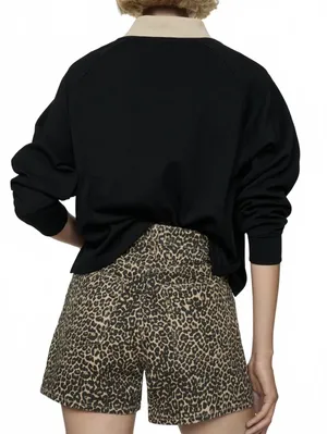 Mango Leopard-Print Straight Shorts NWT Leopard Brown Size 8 / EUR 40 thumbnail 3
