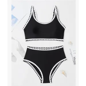 NEW Bikini Set Whip Stitch 2 Pc Swimsuits High Waist Scoop L thumbnail 7