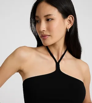 New With Tags Express Black Fitted Ribbed Crop Tank Size L  thumbnail 3