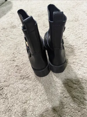 Tory Burch Black Bennie Buckle Moto Boots with Gold Hardware size 5 EUC thumbnail 8