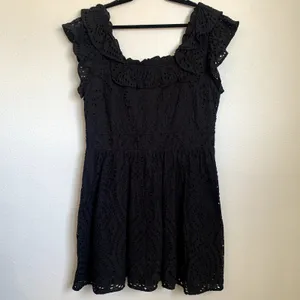 Ryegrass Sz XL Eyelet Ruffle Mini Dress‎ Black Coquette Feminine 100% Cotton thumbnail 3