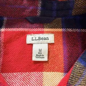 LL Bean Womens Red Blue Plaid Organic Cotton Flannel Button Shirt Size Medium thumbnail 9