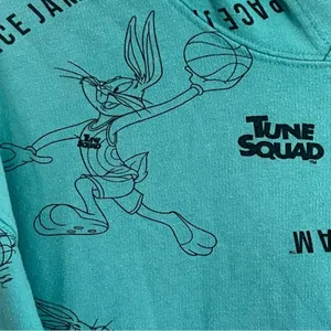 Space Jam Hoodie All Over Print Tune‎ Squad Teal Womens Size Small Basketball thumbnail 4