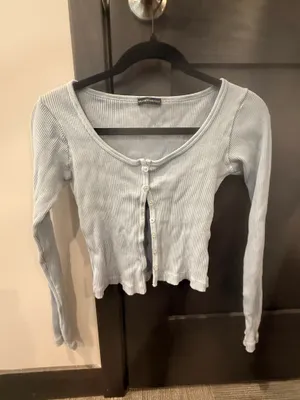 Brandy Melville long sleeve button up shirt light blue thumbnail 2