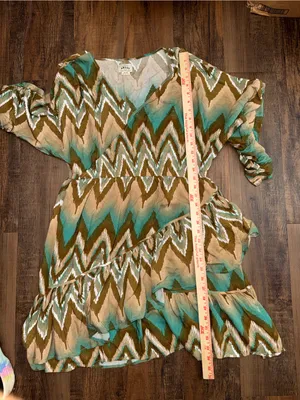 Ariat Chevron Mini Dress in Teal and Tan thumbnail 10