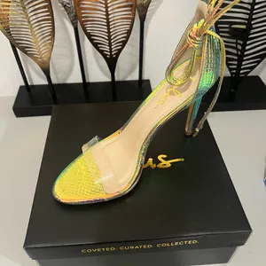 Iridescent Green Stiletto Heels by Lulus Size 7.5 thumbnail 3