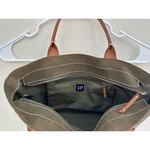 GAP Vintage Suede Leather Shoulder Tote Green thumbnail 6