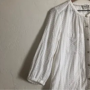 Anthropologie Akemi + Kin Peasant Sleeve Swiss Dot Button Up Blouse Top Small thumbnail 6