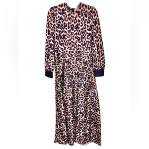 Leopard Print Maxi Dress Long Sleeve Mermaid Hem Boutique Glam Animal Print thumbnail 3