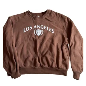 Hollister LA Crewneck Sweatshirt Brown‎ Womens Small Graphic Casual Pullover thumbnail 1