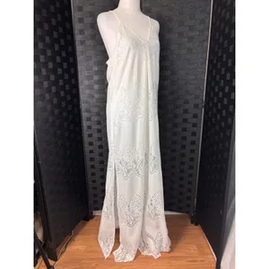 Lace Maxi Shift Dress Womens M White Boho‎ Bridal Wedding Beach Party Ethereal thumbnail 3